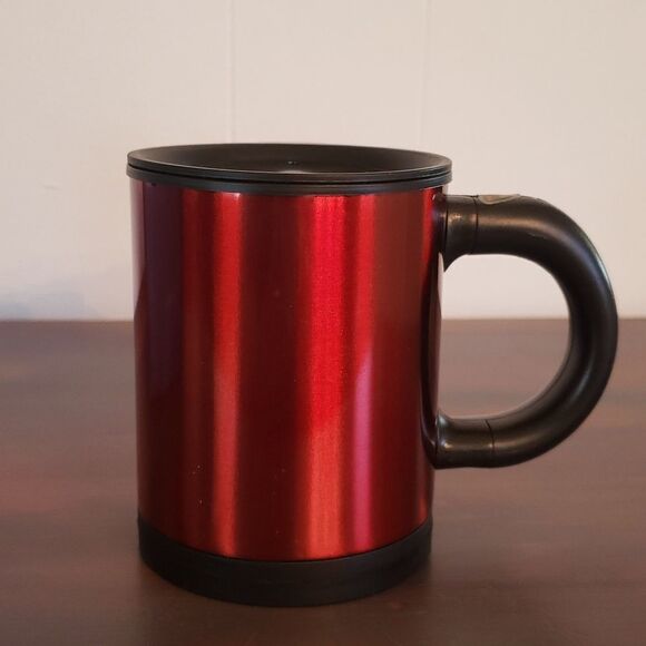 NEW Avon Self-Stirring Stainless Steel Travel Mug Metallic Red - Picture 3 of 9